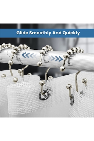 Duş Perdesi Kanca Halkası, Paslanmaz Metal Çift Rulo Sürgülü Duş Kancası, Duş Perdesi İçin, 12'li Set Nikel Nikel