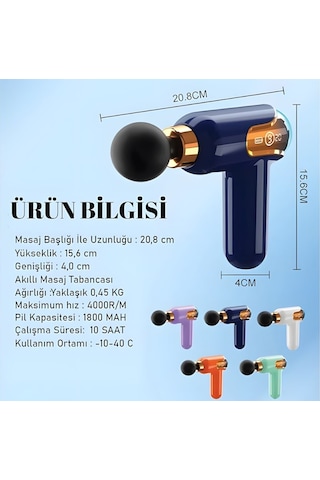 Merxas Darbeli Titreşimli Şarjlı Sporcu Masaj Tabancası 4 Başlıklı Beyaz