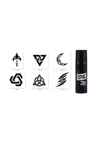 Airbrush Tattoo Tribal Modeller Spray Tattoo Geçici Siyah Sprey Dövme Seti Siyah