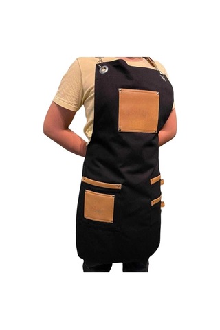 Yeni Sezon Trend Önlükler Deri Cep Detaylı Chef Garson Cafe Önlükleri Siyah-kahve