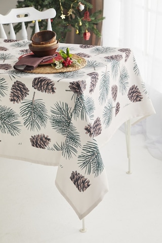 Ays Home Kahverengi Kozalak Desen Yılbaşı Yemek Masa Örtüsü