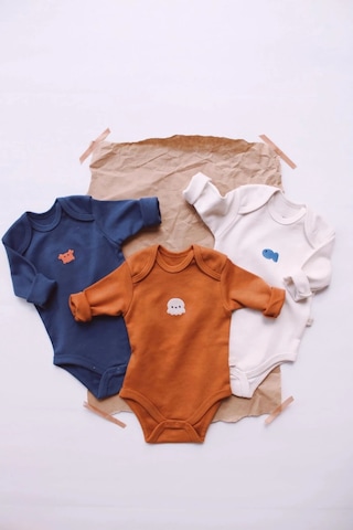 Oh La La Koala 3lü Nakışlı Çıt Çıtlı Uzun Kollu Body Zıbın Set Model 4 Tarçın-indigo-krem