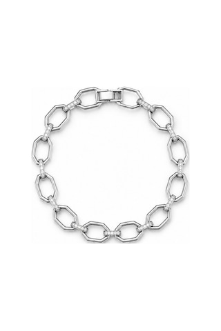 Balenbi Jewelry Kadın Taşlı Sekizgen Halka Detaylı Gümüş Renk Kararmaz Çelik Bileklik 1101