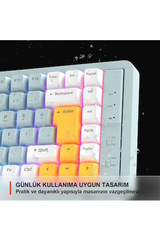 Lecoo GK805 Bluetooth 5.0 / 2.4 GHz / USB 3 Modlu RGB 85 Tuş Gasket Membran Türkçe Q Oyuncu Klavyesi