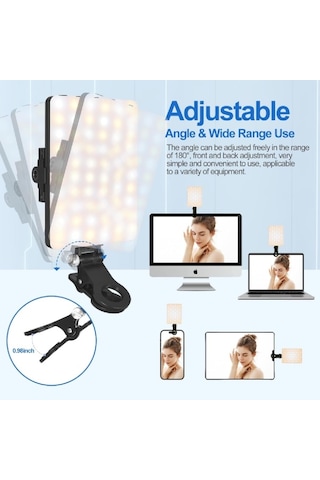 Dp Led 60 Mini Klipsli Foto Kamera Işığı Cep Telefonu Led Işık Selfie Işık Şarj Edilebilir