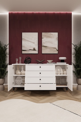 Asra Trend Lüks Konsol Tv Ünitesi %100 Mdf Salon Ve Yemek Odası Ünitesi Knsl04 Beyaz