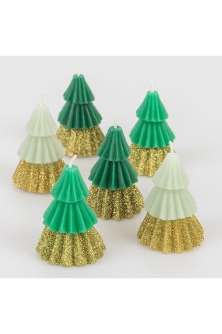 Green Mini Tree Candles - Yeşil Mini Ağaç Mumlar 6'li Diğer