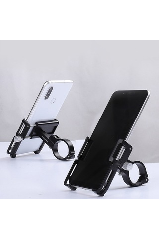 Gub P10 Alüminyum Alaşımlı Bisiklet Gidon Braketi Tutucu Cep Telefonu Gps Standı Silikon Motosiklet Bisiklet Montajı - Siyah