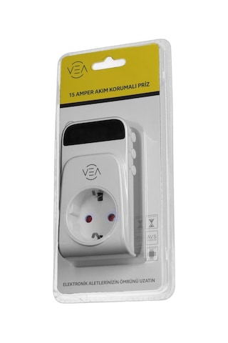 Xtechnx Cihan25530 Vea Ve-25530 15a 3520w Tekli Dijital Göstergeli Akım Korumalı Priz Aşırı Yüksek Gerilim Kod:25530 1.5 M