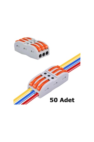 Hızlı Kablo Ekleme Aparatı - Üçlü Kablo Birleştirici - 50 Adet