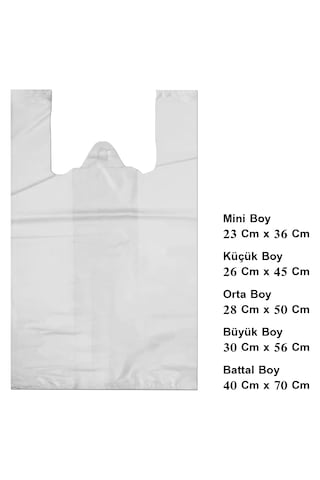Büyük Boy Beyaz Poşet Şarküteri Market Poşeti 1 KG 29 x 57 CM 50'li