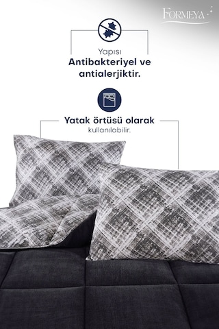 Battal Wellsoft Yorgan Çift Taraflı Yastık Kılıflı 215x235 Cm Siyah