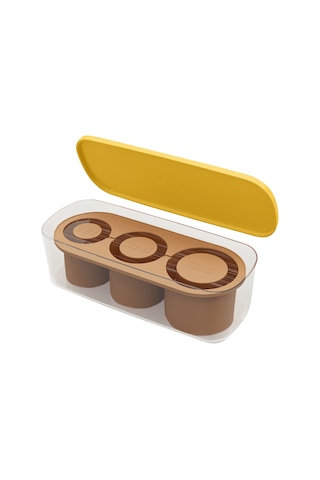 Vkemall Gümüşten Silikon Buz Kalıbı, Kapağıyla 3 Boş Silindir Şeklinde, Ateşe Dayanıklı, Lezzeti Korur, Ev Kullanıma Uygun, Sarı Çok Renkli