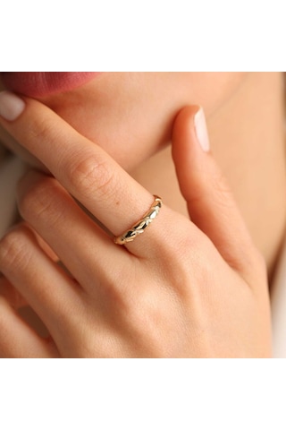 Altın Dainty Yüzük Taşsız T12546 Renkli