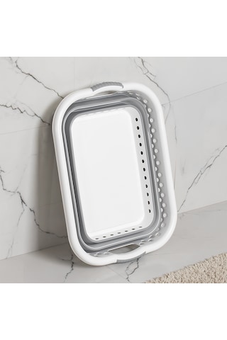 Porsima 565 Katlanabilir Çamaşır Sepeti Akordiyon Katlanır Sepet Mega Boy Katlanır Çamaşır Sepeti 41lt Beyaz