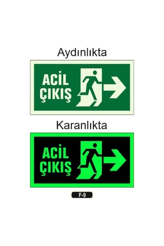 Fotolümen Fosforlu Acil Çıkış Sağ Yön Levhası