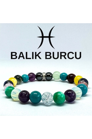 Balık Burcu Bilekliği 8mm Doğaltaş Bileklik - 16 Cm Çok Renkli