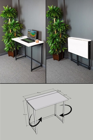Katlanır Çalışma Masası 50 X 80 Cm Bilgisayar Laptop Mutfak Beyaz