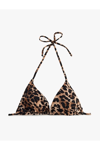 Koton Leopar Desenli Üçgen Bikini Üstü Kahverengi Desenli 6sak10021mm
