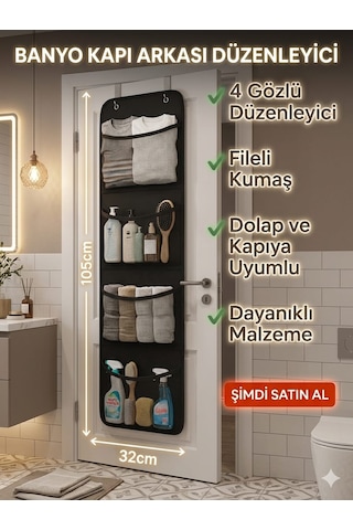 4 Cepli Çok Amaçlı Dolap Içi Düzenleyici Organizer Dolap Içi Düzenleyici Kapı Arkası Askılık Kapı Arkası Organizeri Banyo Düzenleyici Mutfak Siyah