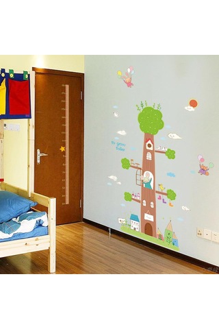 Dev Boyut Ağaç Ev Bebek Odası Dekoru Boy Ölçer Duvar Sticker Karışık
