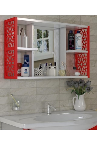 Aynalı Banyo Dolabı Kırmızı Diğer