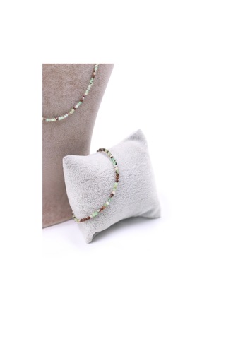 Krizopras Chrysoprase Taşı Doğal Taş Kolye Bileklik Seti Fasetli Kesim 2-3 Mm Yeşil