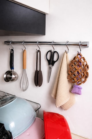 Paslanmaz Çelik Krom Kaplama Banyo , Mutfak , Çok Amaçlı Askılık 30 Cm Gri