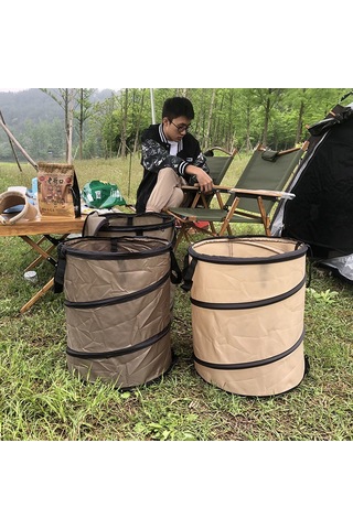 Teltree Kamp Ve Bahçe İçin Taşınabilir Çevirkli Çöp Kutusu - Siyah, 25cm Mini Boy, Tek Kollü, Yaprak Ve Atık Toplama