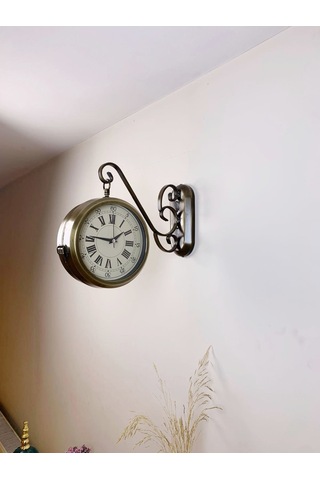 Eskitme Metal Nostalji İstasyon Saati 36 X 25 Cm