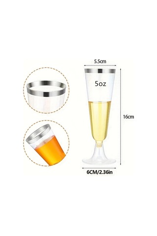 Willowhaven Silvery Frame 50 Adet 140ml Premium Altın Kenarlı Şampanya Bardakları