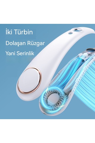 Usb Şarj Taşınır Sessiz Yapraksız Asılı Boyun Farı-beyaz