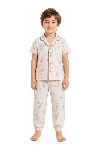 Harıbo Haribo Lisanslı Gömlek Yaka Kısa Kollu Pijama Takımı Krem