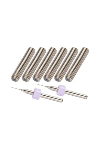 3d Yazıcı M6 30mm Nozzle Boğazı 6 Adet + Mk8 Pirinç Nozzle 6 Adet + 2 Adet Matkap Ucu Temizleme Seti