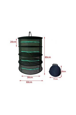 Sones Asılı Bitkisel Kurutma Ağı Katlanabilir Kurutma Rafı Kapalı Fermuarlı Bitki Kurutma Ağı, Özellikler: 60cm Çap 4 Katman