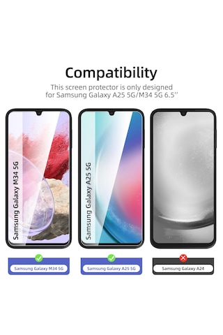 Samsung Galaxy Uyumlu M34 5g Cam Ekran Koruyucu 9h Ultra Koruma 3 Adet