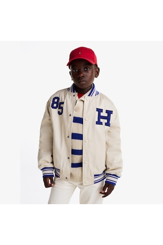 Tommy Hilfiger Twill Badge Varsity Çocuk Bej Ceket Kb0kb09367 Bej