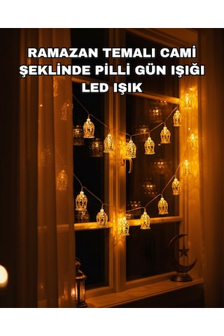 Sptmgldı Ev Dekoru İçin Ramazan Led Işık Pilli Sıcak Sarı Cami Figürlü