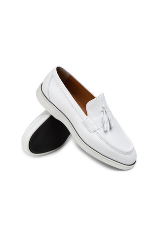 Deery Hakiki Deri Beyaz Erkek Loafer Ayakkabı - 01958mbyzc01 Beyaz