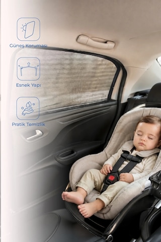 Babyjem Bebek Oto Yan Cam Perdesi Standart - 2 Adet (50x80cm)