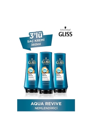 Gliss Aqua Revive Nemlendirici Saç Kremi 3 x 360 ML