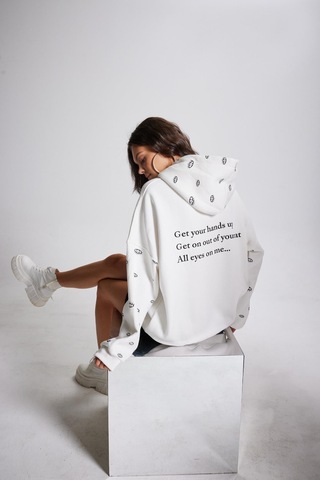 Holly Lolly Oversize Kapüşonlu Unisex Eye Sweat Beyaz
