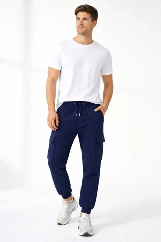 Suma Erkek Regular Fit Jogger Eşofman Altı Cepli Lastikli Paça Lacivert Lacıvert