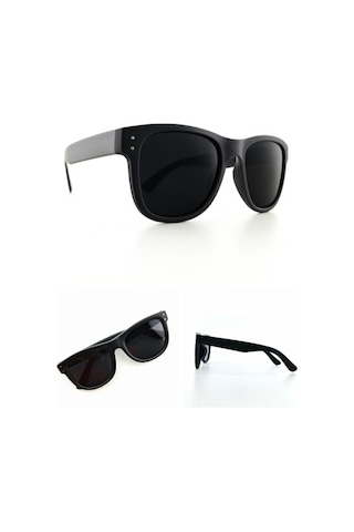 Uv 400 Korumalı Kırmızı Çift Pim Detaylı Güneş Gözlük Düz Sade Tasarımlı Stil Güneş Gözlüğü Siyah