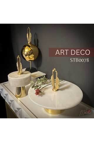 Şık Mermer Ve Altın Dekoratif Pasta Standları & Küre Süs Seti