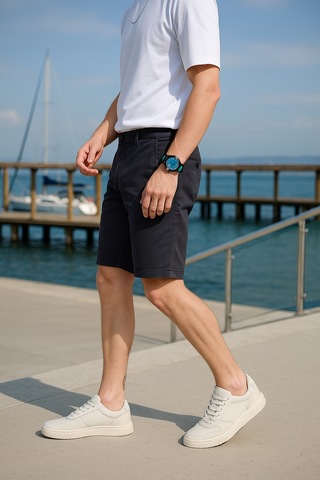 Pobudo Antrasit Renk Pamuk Kumaş Chino Erkek Şort 2025-1784 Antrasit