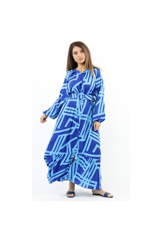 Prive Kadın Turn Turkuaz Kemerli %100 Viskon Yazlık Elbise Turkuazmavi