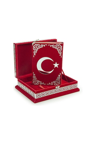 Kadife Sandıklı Ay Yıldız Türkiye Özel Tasarım Kuranı Kerim Seti