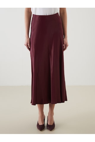 Lcwaıkıkı Classic Bordo Beli Lastikli Saten Etek