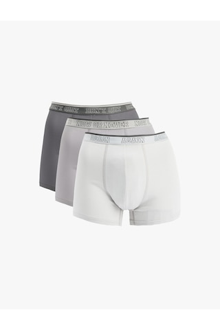 Koton Baskılı Bel Detaylı Pamuklu 3'lü Boxer Seti Gri 6slm90007mk Gri